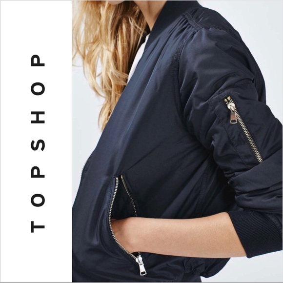 SOLD! Topshop MOTO MA1 Flight Navy Blue Bomber - Picture 4 of 8